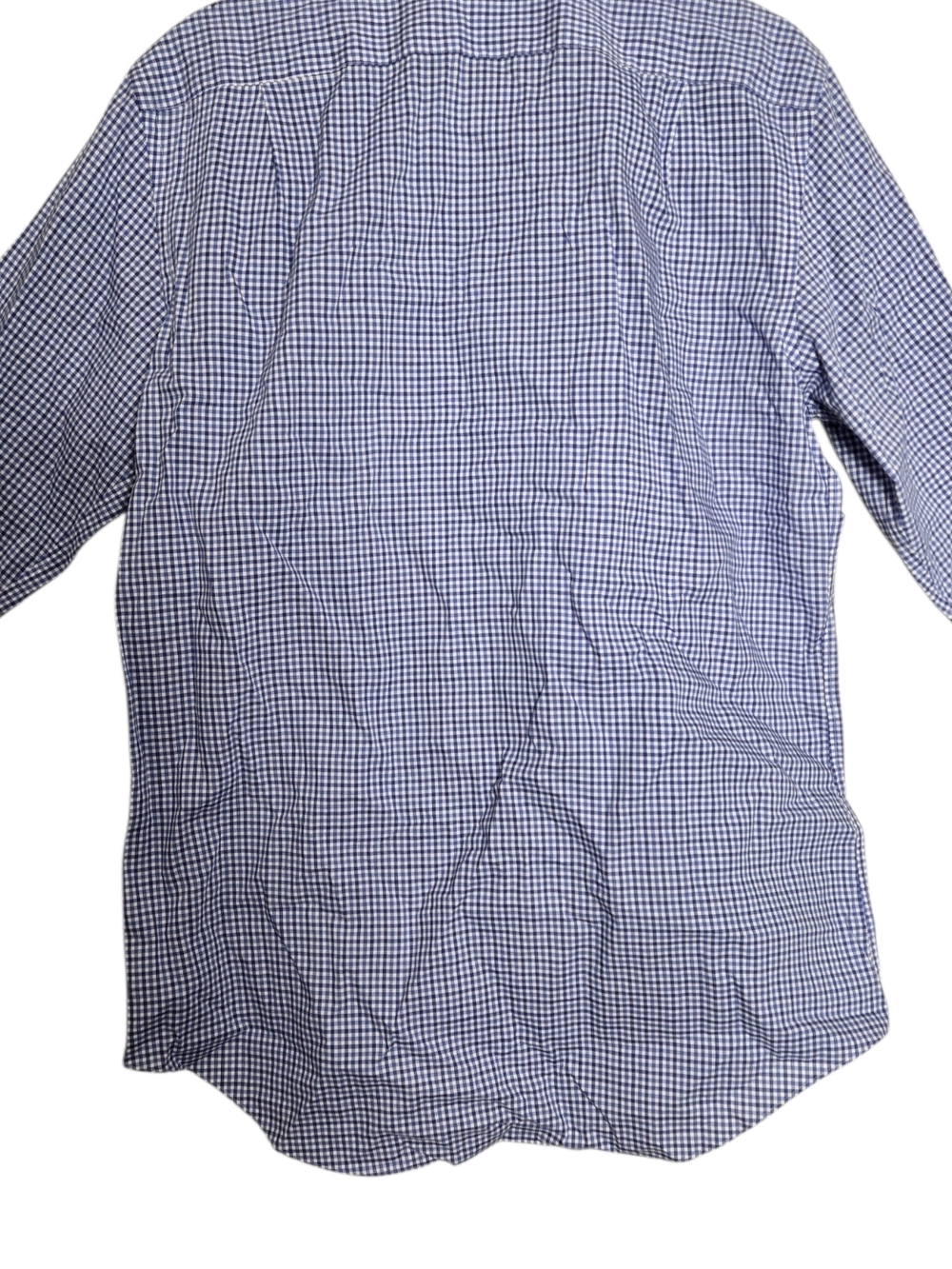 Ledbury Blue Gingham Small Check Dress Shirt Classic Cotton Spread Collar 15.5 - Picture 6 of 13